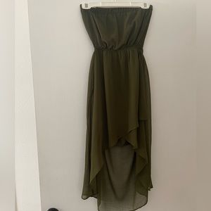 Olive green high low dress